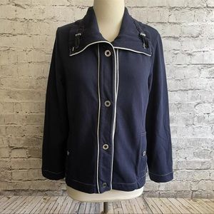 Jones New York Navy Blue Nautical Style Button Snap Up Women's Jacket